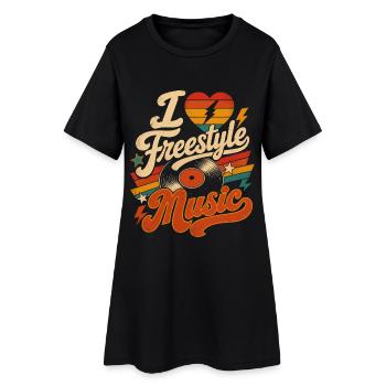 Ich liebe Freestyle-Musik - Frauen T-Shirt-Kleid - Schwarz - Vorne