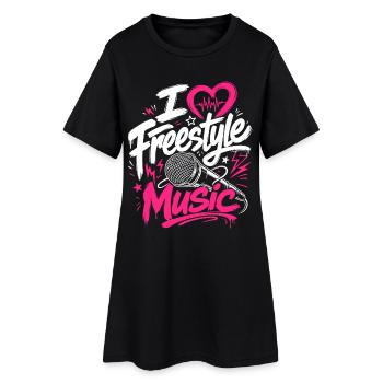 Ich liebe Freestyle Musik - Frauen T-Shirt-Kleid - Schwarz - Vorne