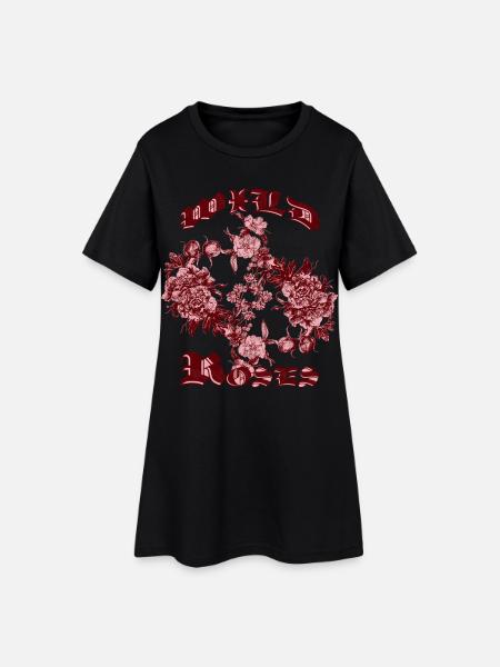 WILDE ROSEN - Frauen T-Shirt-Kleid - Schwarz