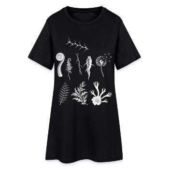 Dornenzweig & Farn & Wurzel - Dark Botanical - Frauen T-Shirt-Kleid - Schwarz - Vorne