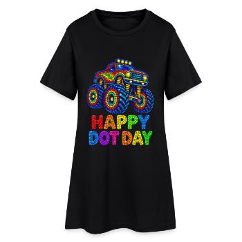 Happy Dot Day Monster Truck - Frauen T-Shirt-Kleid - Schwarz - Vorne