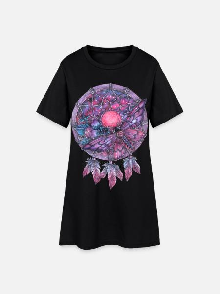 Traumfänger mit Motte Nacht Galaxy Albtraum Kunst - Frauen T-Shirt-Kleid - Schwarz