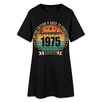 November 1975 Retro November 1975 Vintage - Frauen T-Shirt-Kleid - Schwarz - Vorne