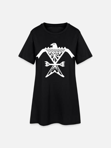Totemadler (Weiß) - Frauen T-Shirt-Kleid - Schwarz