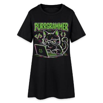 Purrgrammer – Programmierer Katze Coding Humor - Frauen T-Shirt-Kleid - Schwarz - Vorne
