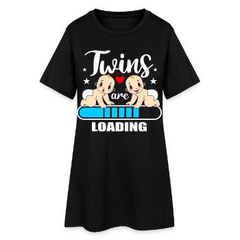 Zwillinge sind geladen, Mama bekommt Zwillinge - Frauen T-Shirt-Kleid - Schwarz - Vorne
