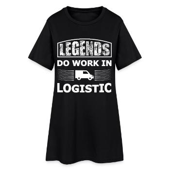 Legenden arbeiten in Logistik - Frauen T-Shirt-Kleid - Schwarz - Vorne