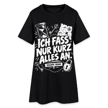 Escape Room - Ich fass nur kurz alles an - Frauen T-Shirt-Kleid - Schwarz - Vorne