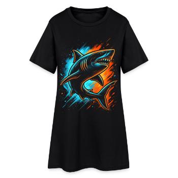 Haifisch Haie Kinder Herren Jungen Hai - Frauen T-Shirt-Kleid - Schwarz - Vorne