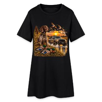 Vintage Hunting Truck Duck Hunting Dog Rustic Outd - Frauen T-Shirt-Kleid - Schwarz - Vorne