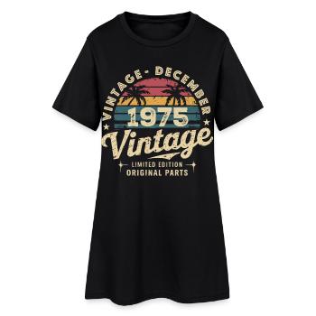 Vintage Dezember 1975 – Retro Beach & Surf Style - Frauen T-Shirt-Kleid - Schwarz - Vorne