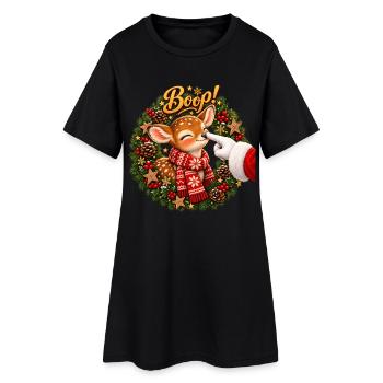 Boop! Cute Reindeer Christmas - Frauen T-Shirt-Kleid - Schwarz - Vorne