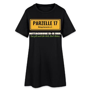 Kleingarten Parzelle Mittagsruhe Schrebergarten  - Frauen T-Shirt-Kleid - Schwarz - Vorne
