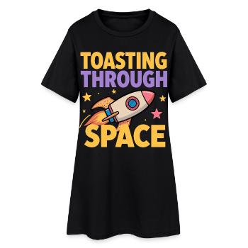 Toast-Rakete – Toasting Through Space - Frauen T-Shirt-Kleid - Schwarz - Vorne