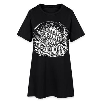 Petri Heil. Monsterfisch aus der Tiefsee. - Frauen T-Shirt-Kleid - Schwarz - Vorne