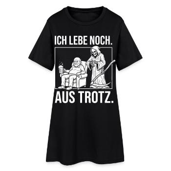 Ich lebe noch. Aus Trotz. - Sensenmann und Opa - Frauen T-Shirt-Kleid - Schwarz - Vorne
