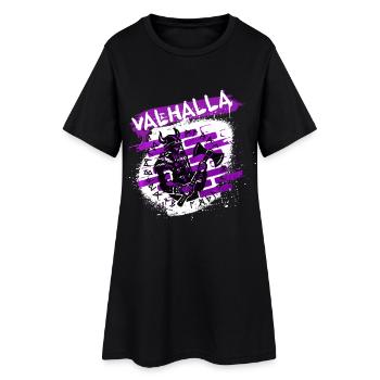 Valhalla Street Art Viking - Frauen T-Shirt-Kleid - Schwarz - Vorne