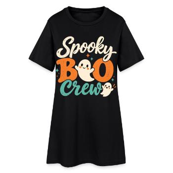 Spooky Boo Crew Retro Halloween-Geister - Frauen T-Shirt-Kleid - Schwarz - Vorne
