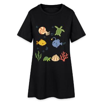Nautilus Unterwasser Kinder Meeresschildkröte Meer - Frauen T-Shirt-Kleid - Schwarz - Vorne