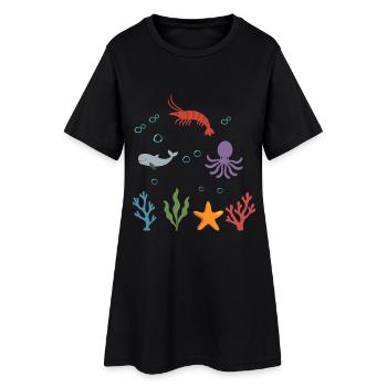 Garnele Unterwasser Kinder Wal - Frauen T-Shirt-Kleid - Schwarz - Vorne