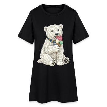 Eisbär mit buntem Eiscreme-Spaß - Frauen T-Shirt-Kleid - Schwarz - Vorne