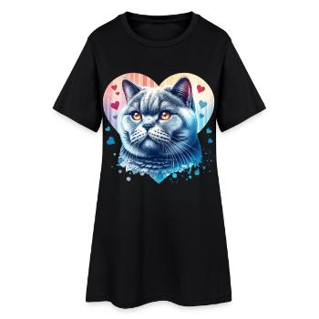 Britisch Kurzhaar Katze - Frauen T-Shirt-Kleid - Schwarz - Vorne