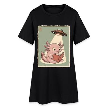 Vintage Japanese Axolotl Buchliebhaber UFO Alien - Frauen T-Shirt-Kleid - Schwarz - Vorne