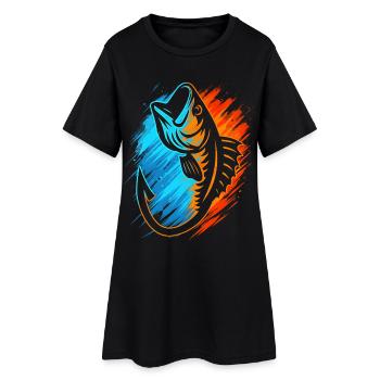 Angel Angeln Kinder Jungen Angler Herren - Frauen T-Shirt-Kleid - Schwarz - Vorne