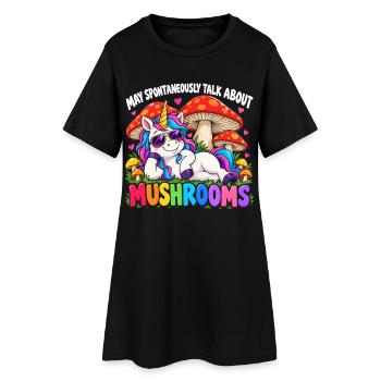 Cute Unicorn Mushroom Lovers - Frauen T-Shirt-Kleid - Schwarz - Vorne