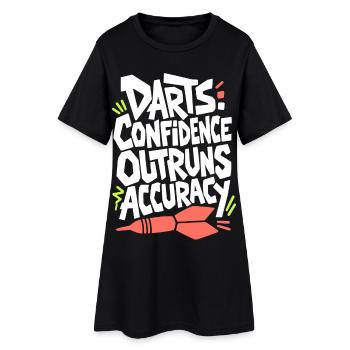 Dartshumor – Confidence Outruns Accuracy - Frauen T-Shirt-Kleid - Schwarz - Vorne