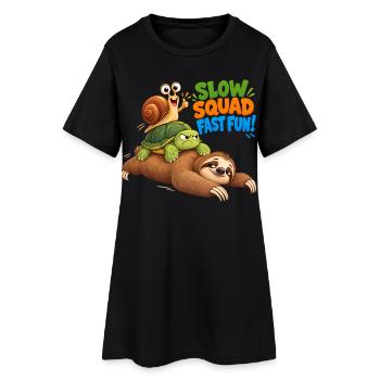 Slow Squad Fast Fun - Funny Slow Animals - Frauen T-Shirt-Kleid - Schwarz - Vorne