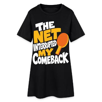 Tischtennishumor – Netz stoppt das Comeback - Frauen T-Shirt-Kleid - Schwarz - Vorne