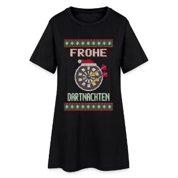 Frohe Dartnachten - Darts Ugly Sweater - Frauen T-Shirt-Kleid - Schwarz - Vorne
