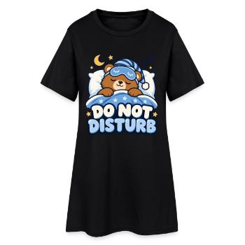 Schlafender Bär – Nicht stören - Frauen T-Shirt-Kleid - Schwarz - Vorne