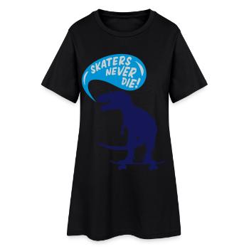 t-rex skater - Frauen T-Shirt-Kleid - Schwarz - Vorne