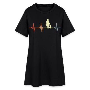 Chat Maman Battement de cœur - Robe T-shirt Femme - noir - Devant
