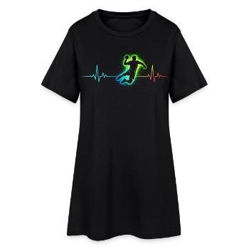 handball herzschlag - Frauen T-Shirt-Kleid - Schwarz - Vorne