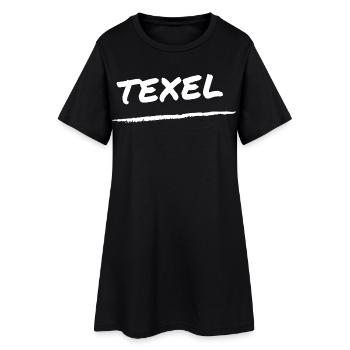 Texel Schriftzug - Frauen T-Shirt-Kleid - Schwarz - Vorne