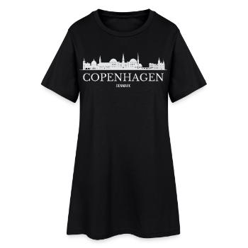 La silhouette de Copenhague, j’adore Copenhague - Robe T-shirt Femme - noir - Devant