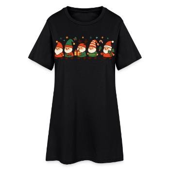 Santa Claus Family Christmas Fun Gnome Design - Women’s T-Shirt Dress - black - Front