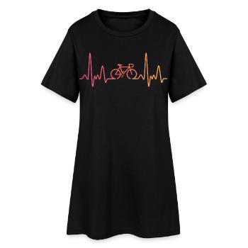 Sonnenuntergang Radfahren Herzschlag Radfahren - Frauen T-Shirt-Kleid - Schwarz - Vorne
