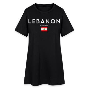 Flag of Lebanon, Lebanese Pride - Women’s T-Shirt Dress - black - Front