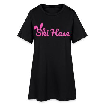 Ski Rabbit Ski Party Neige Piste d’hiver rose - Robe T-shirt Femme - noir - Devant