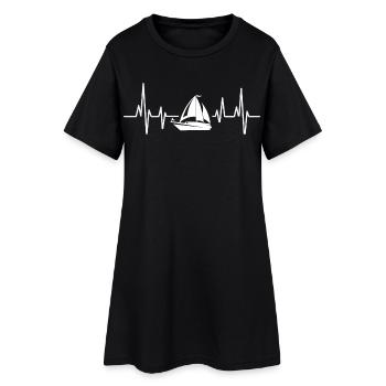 Segeln Segler Segelboot Herzschlag - Frauen T-Shirt-Kleid - Schwarz - Vorne