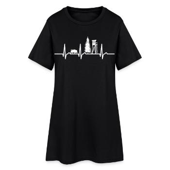 Courbe ECG - courbe cardiaque - pouls - chasse - chasseur - Robe T-shirt Femme - noir - Devant