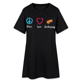 Frieden Liebe Imkerei - Frauen T-Shirt-Kleid - Schwarz - Vorne