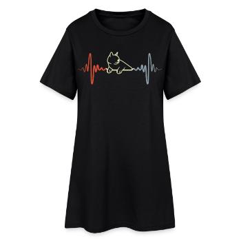 Cat Pulse Pulse Vintage Look - Robe T-shirt Femme - noir - Devant