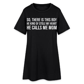 so there is this boy he kind of stole my heart - Frauen T-Shirt-Kleid - Schwarz - Vorne