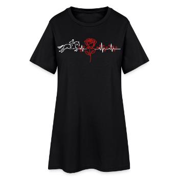 Pferd Herzschlag EKG - Frauen T-Shirt-Kleid - Schwarz - Vorne