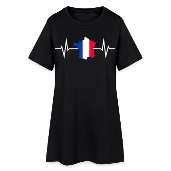France Love Country Outline Contour Heartbeat - Robe T-shirt Femme - noir - Devant